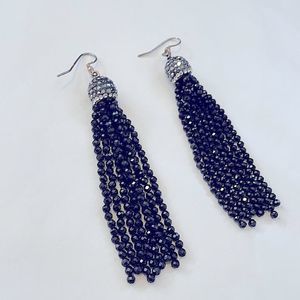 Tassel Black Onyx Crystal Swarovski Earrings